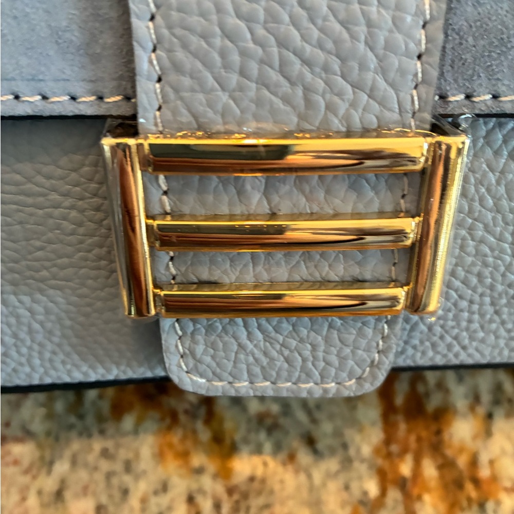 Divina Firenze Italian Leather Blue Shoulder Bag Gold Hardware Handbag NWT - Picture 5 of 10